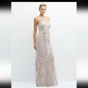 Dessy Soren Floral Embroidered One Shoulder Dress, NWT Sz 14